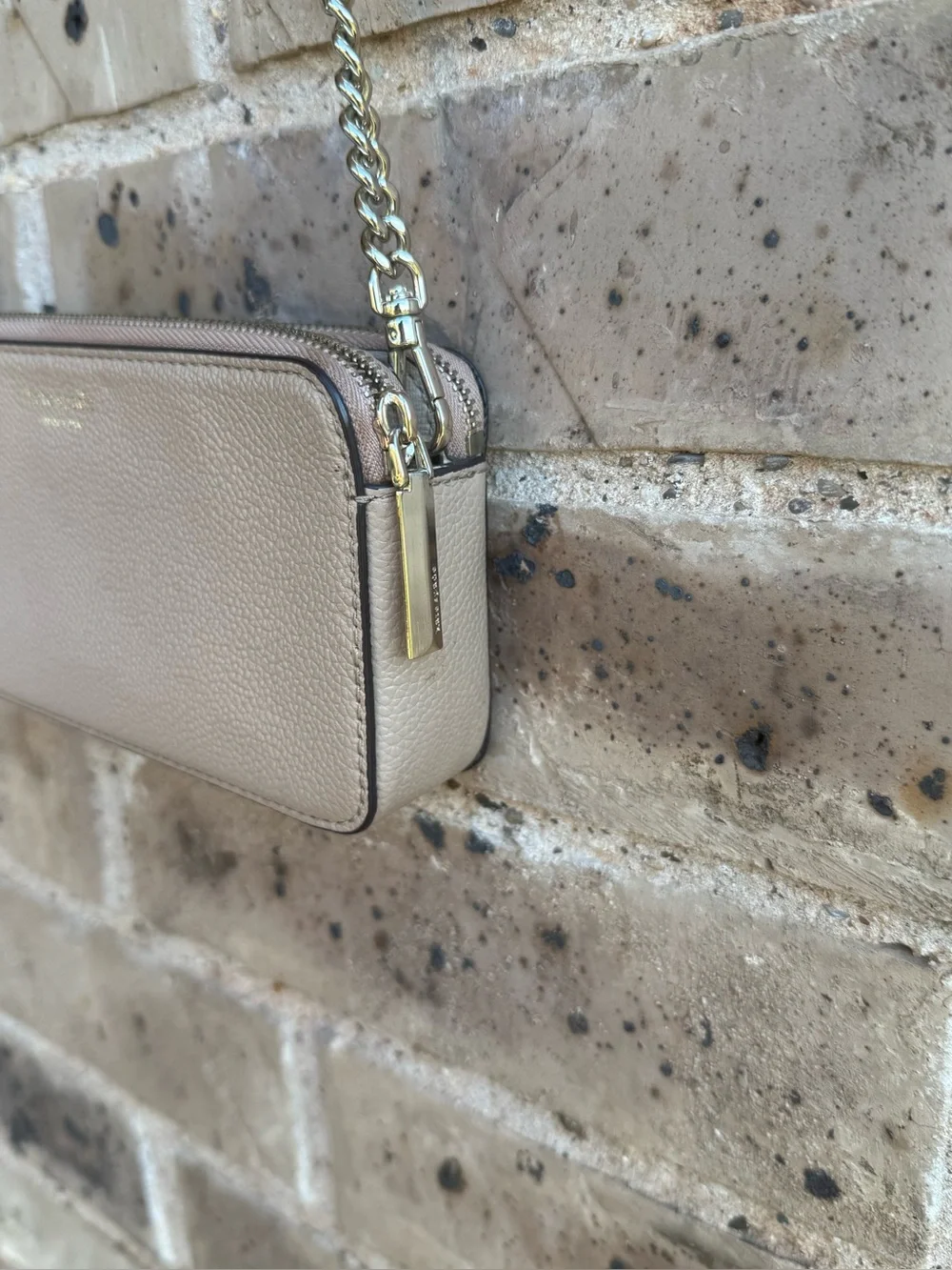 Kate Spade New York Taylor Pebbled Leather Double Zip Crossbody Taupe